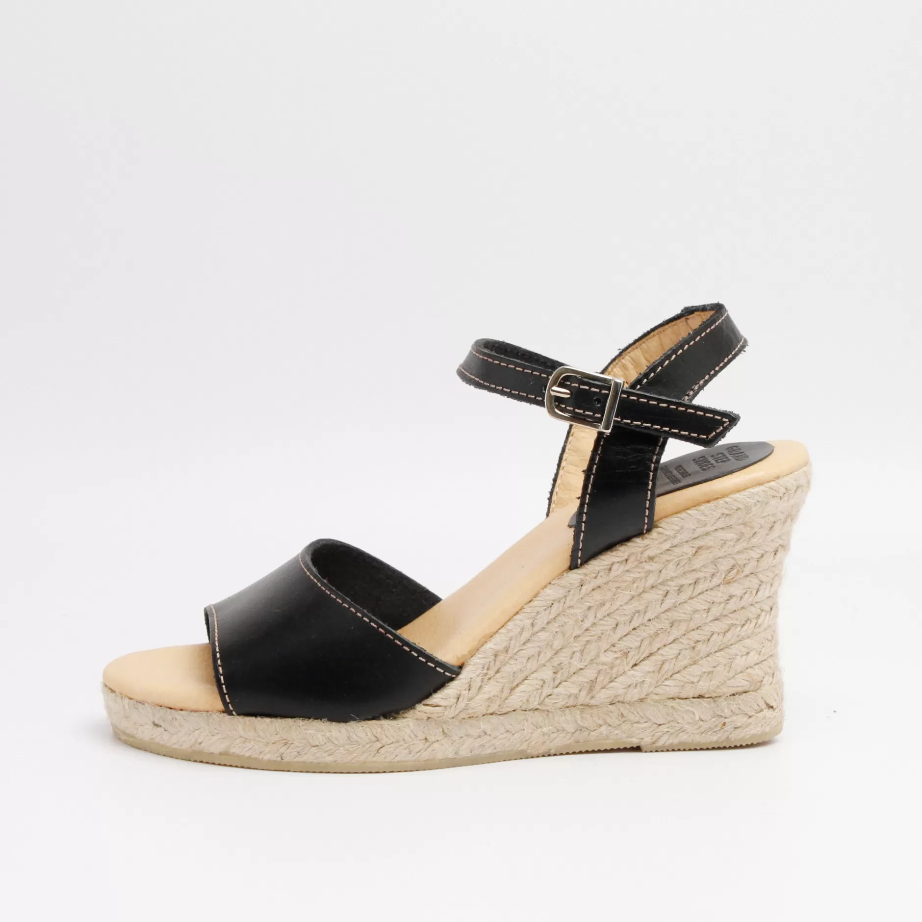 Shoes*Grand Step Babette Yute Wedge Sandal Negro