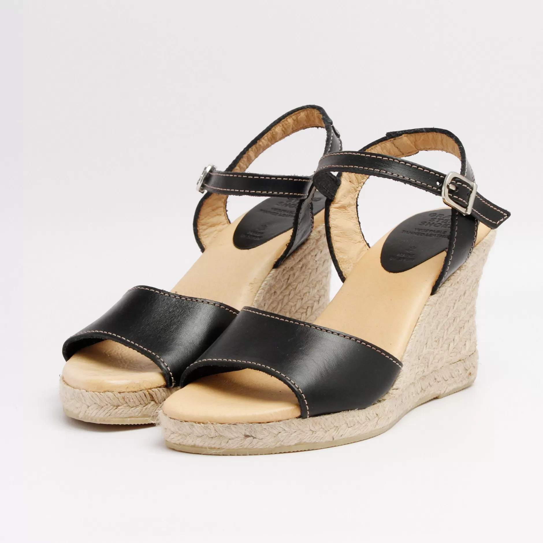 Shoes*Grand Step Babette Yute Wedge Sandal Negro