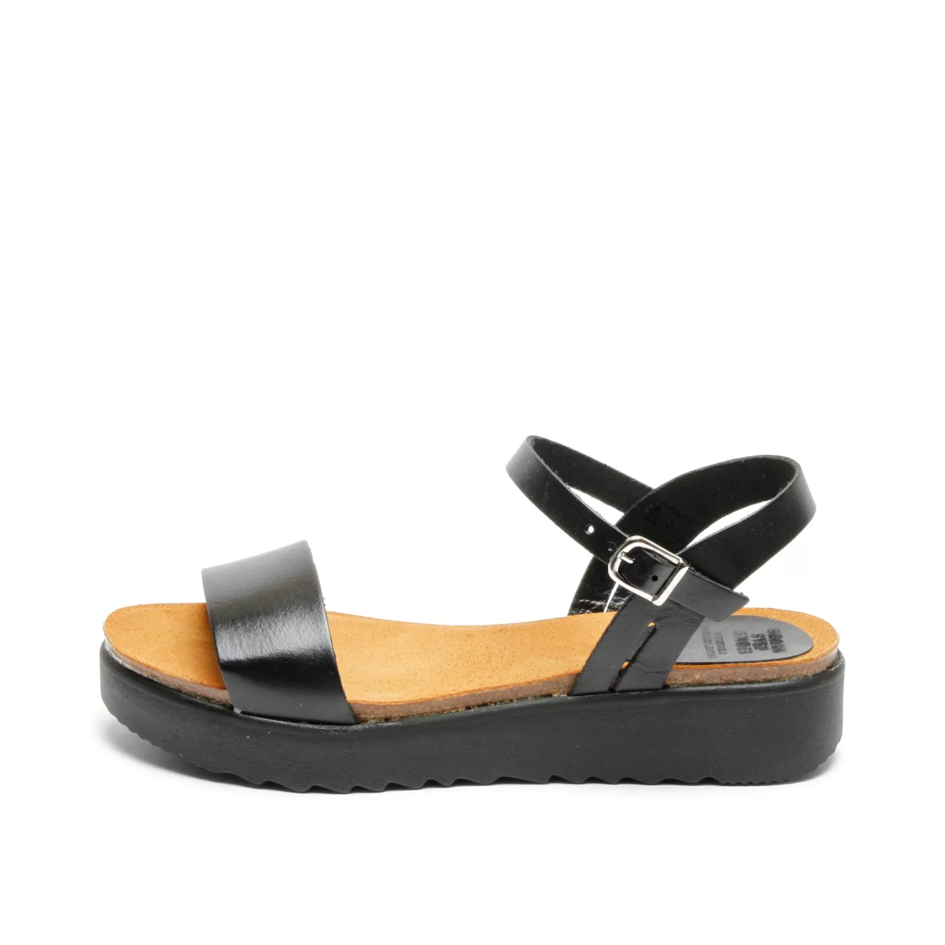 Shoes*Grand Step Eden Leather Sandal Black-Black