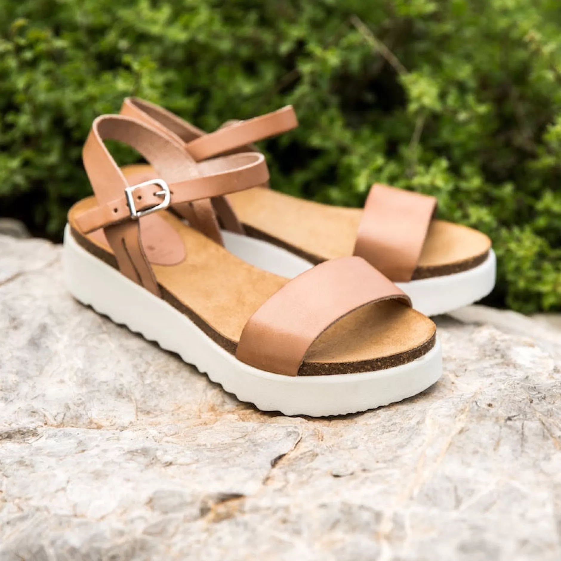 Shoes*Grand Step Eden Leather Sandal Sand