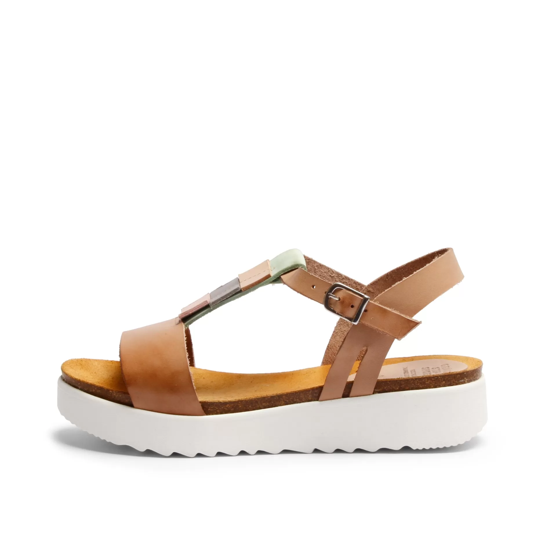 Shoes*Grand Step Emilia Leather Sandal Beige-Multi