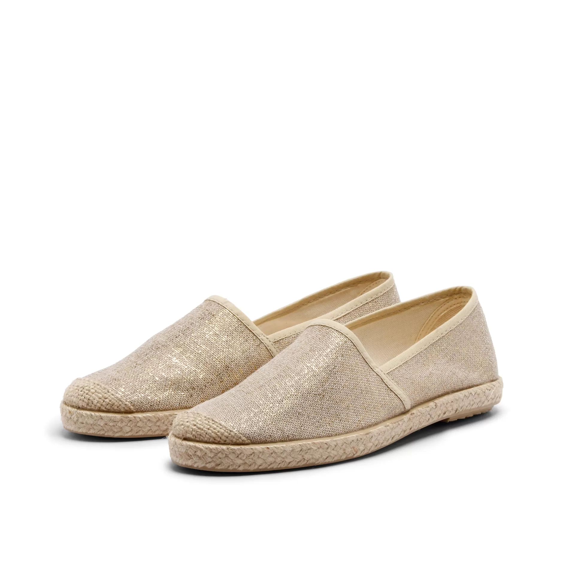 Shoes*Grand Step Evita Espadrille Metallic Plain Taupe