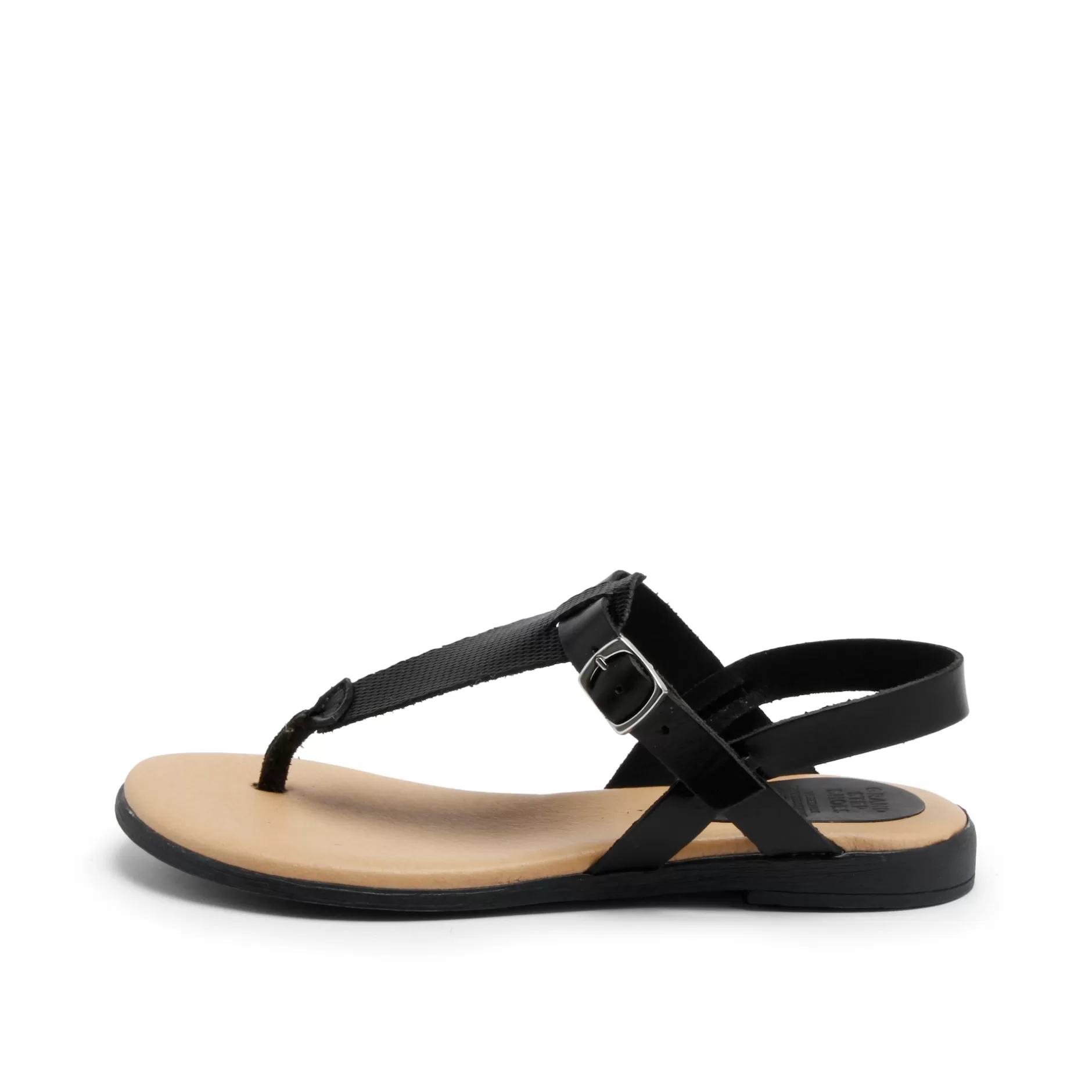 Shoes*Grand Step Flora Leather Sandal Black