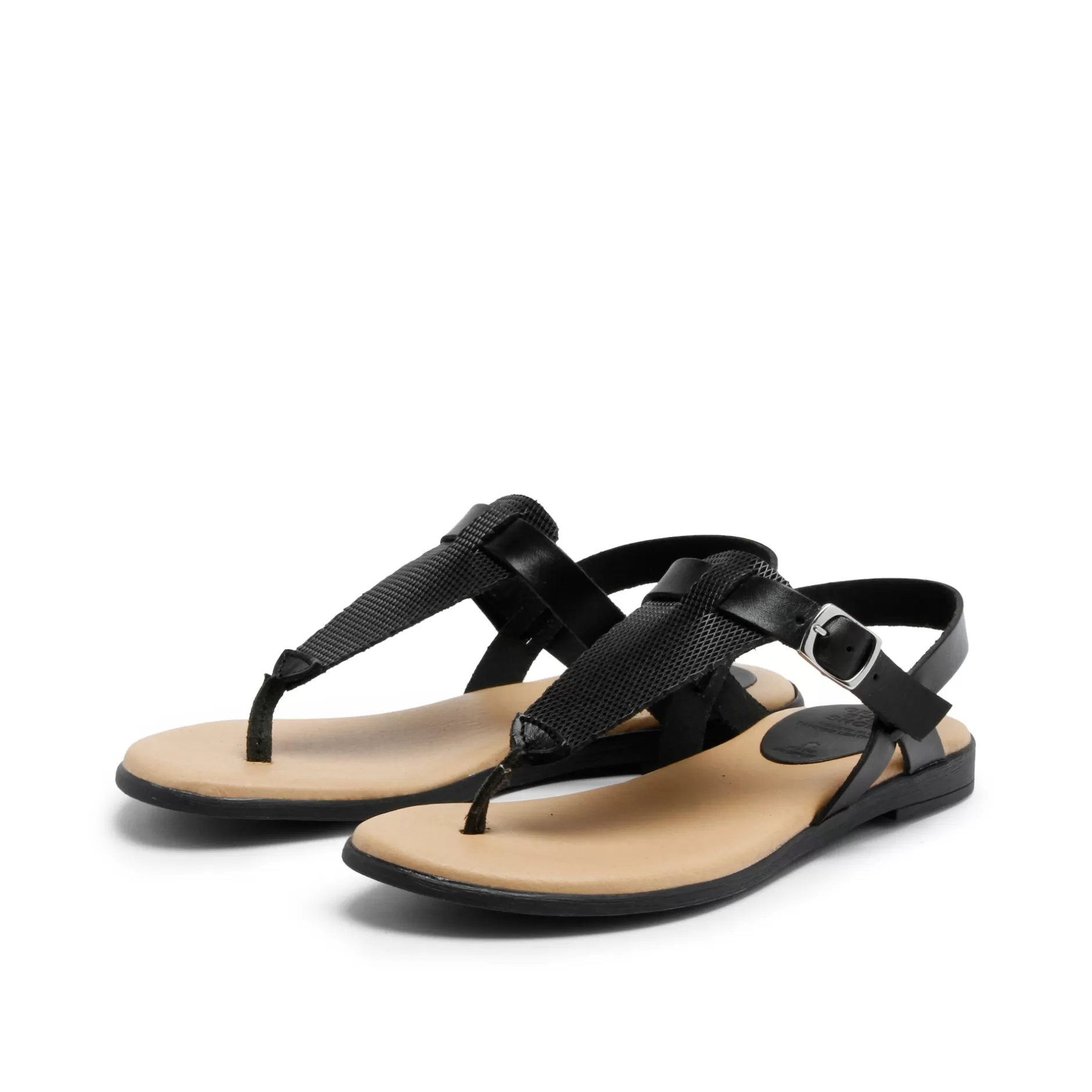 Shoes*Grand Step Flora Leather Sandal Black