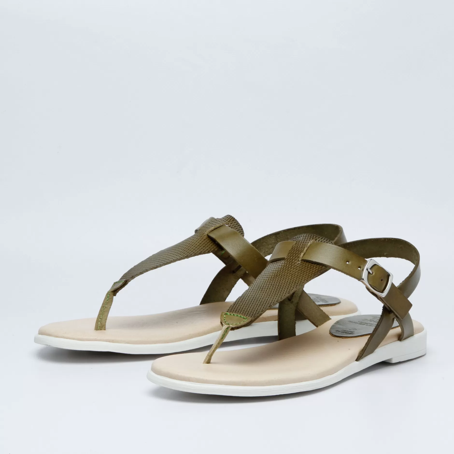 Shoes*Grand Step Flora Leather Sandal Olive