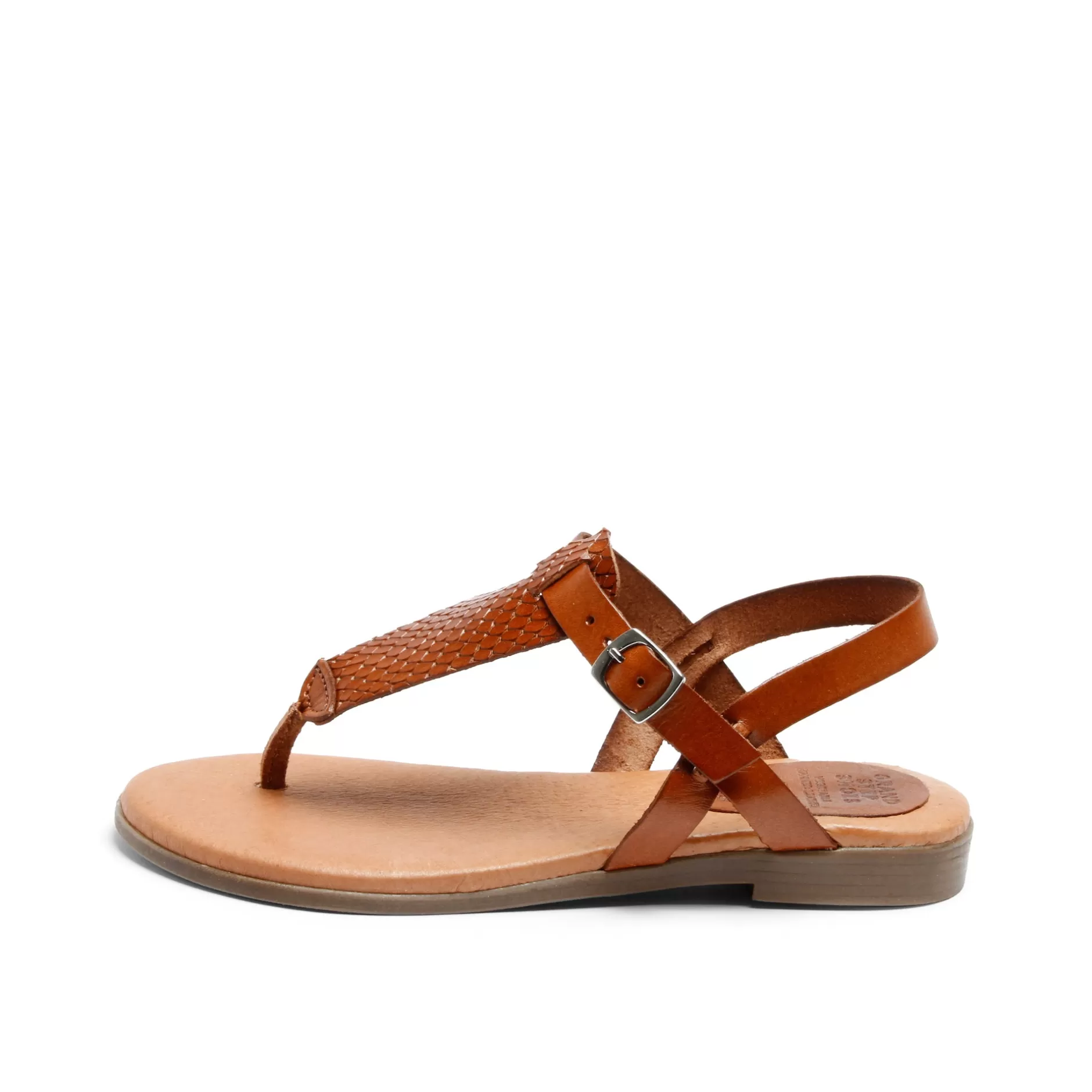 Shoes*Grand Step Flora Leather Sandal Snake Whisky