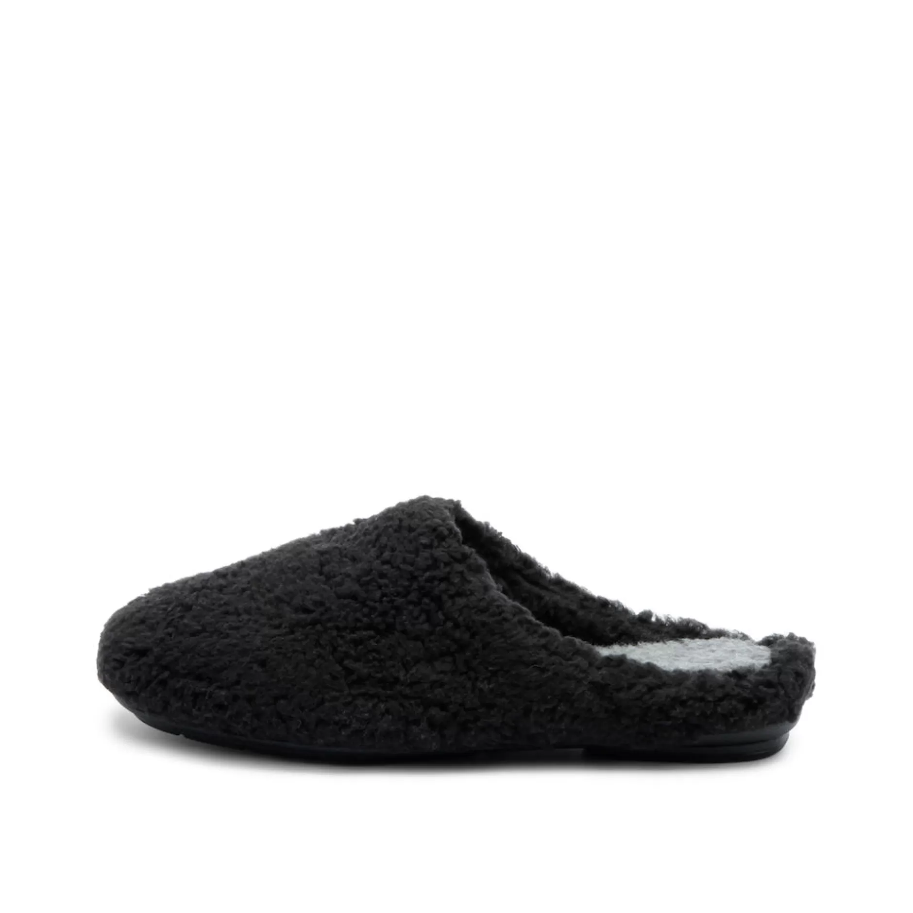 Shoes*Grand Step Furry Black Vegan Homeslipper