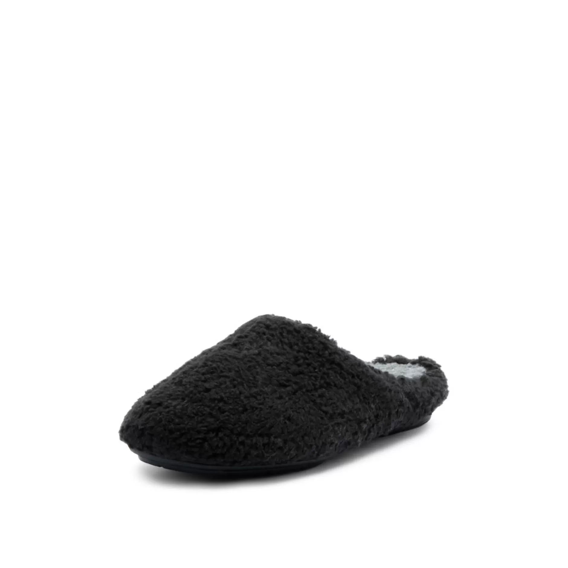 Shoes*Grand Step Furry Black Vegan Homeslipper