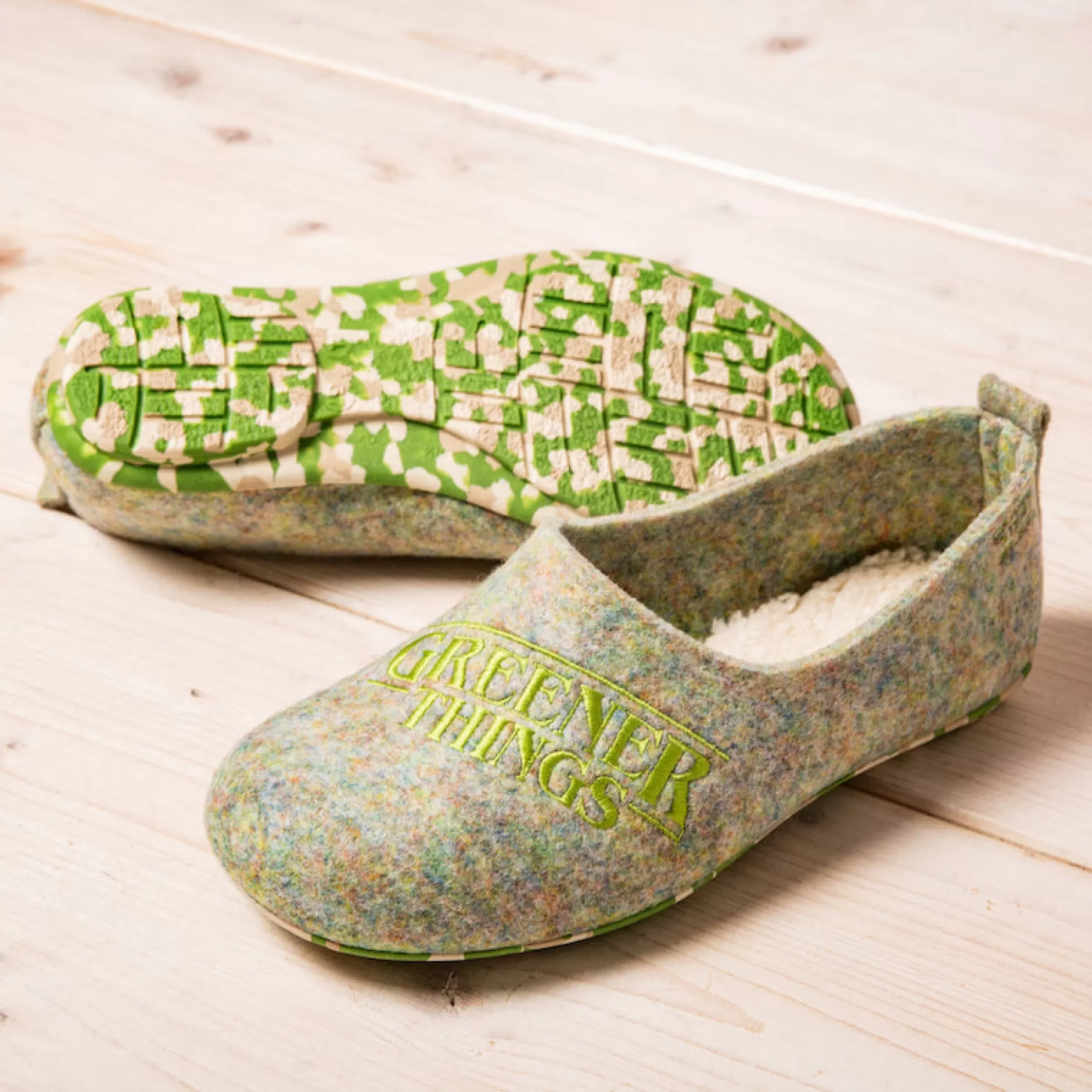 Shoes*Grand Step Home Mule Greenerthings Green