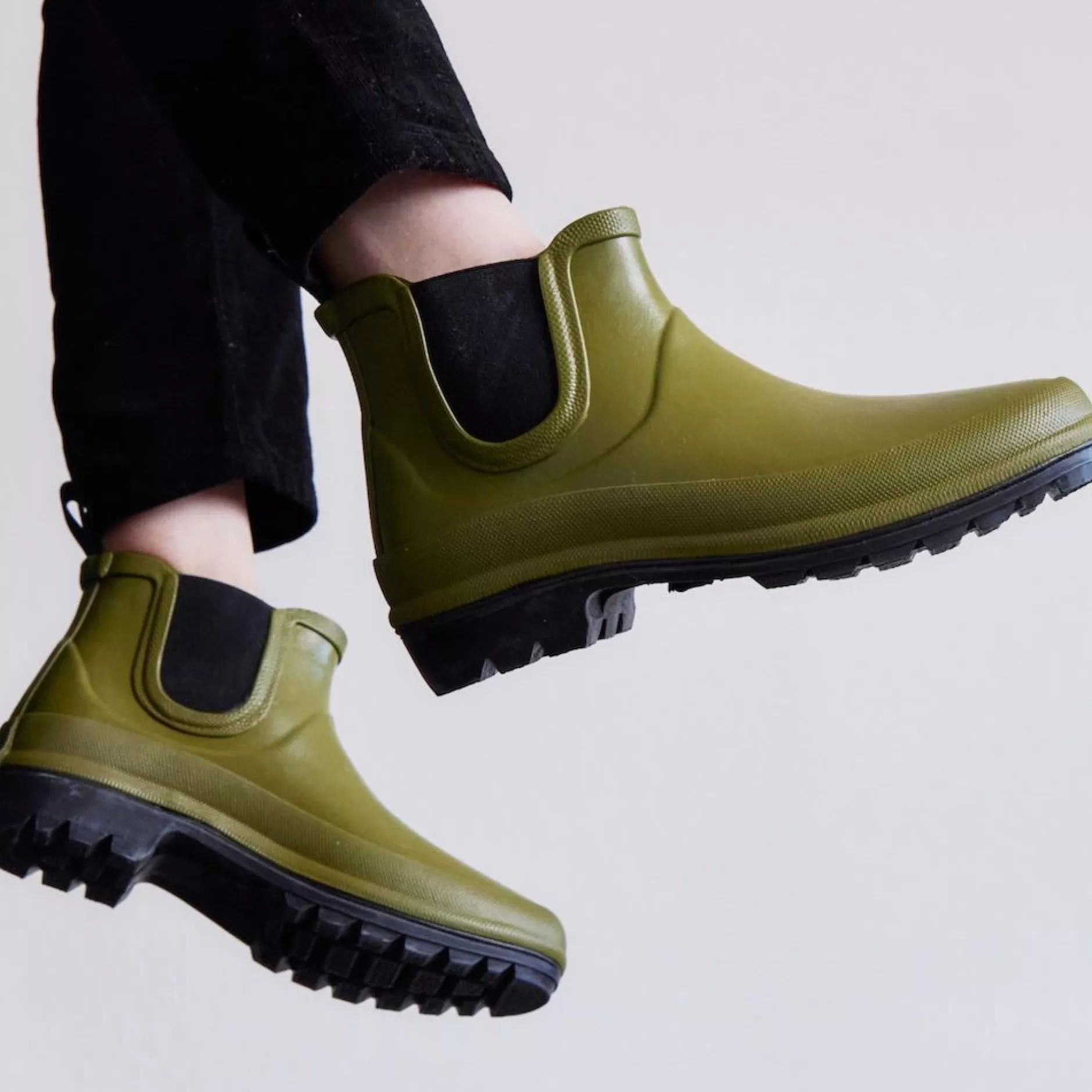 Rubber Boots*Grand Step Vickie Olive Rubber Boot