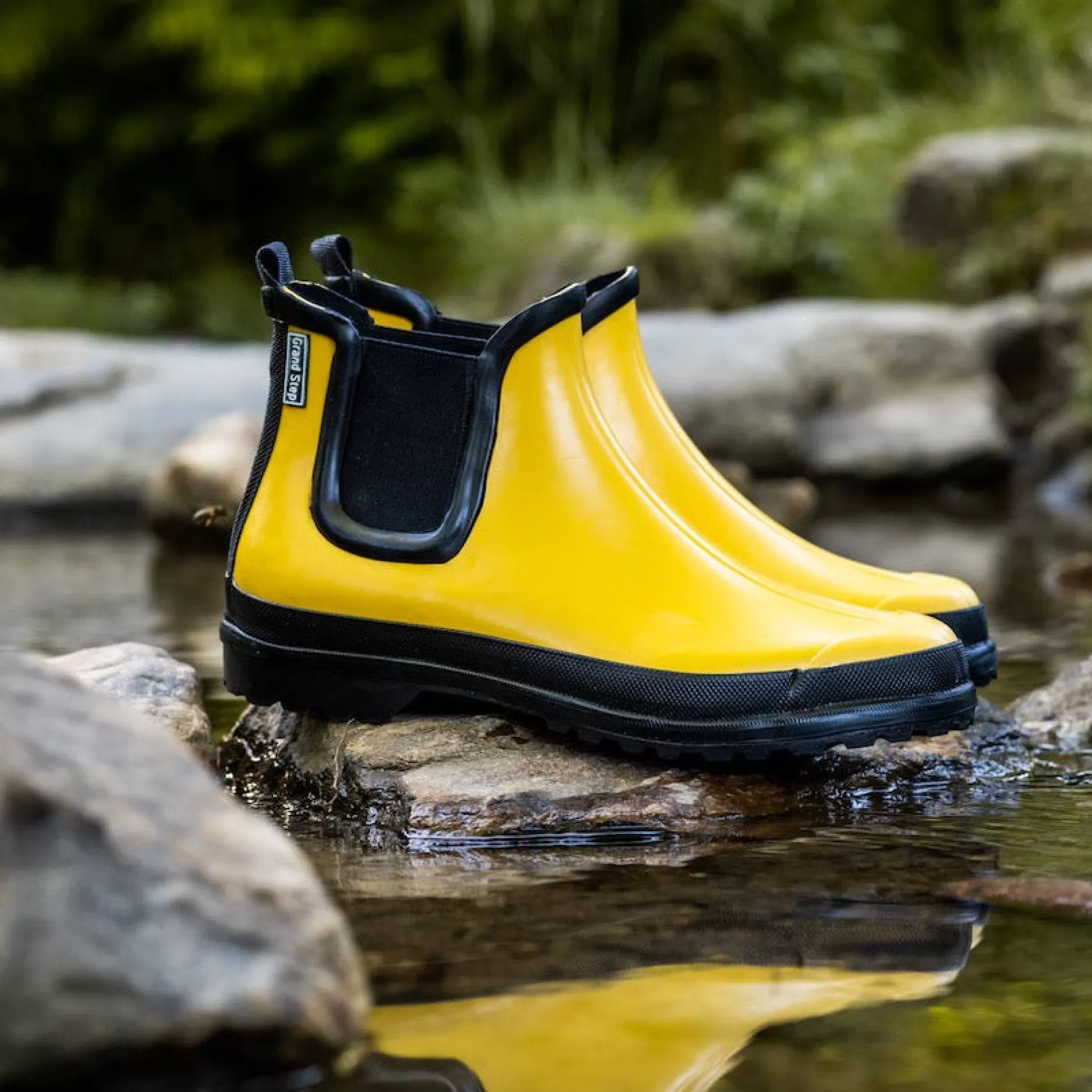 Rubber Boots*Grand Step Victoria Gelb Rubber Boot