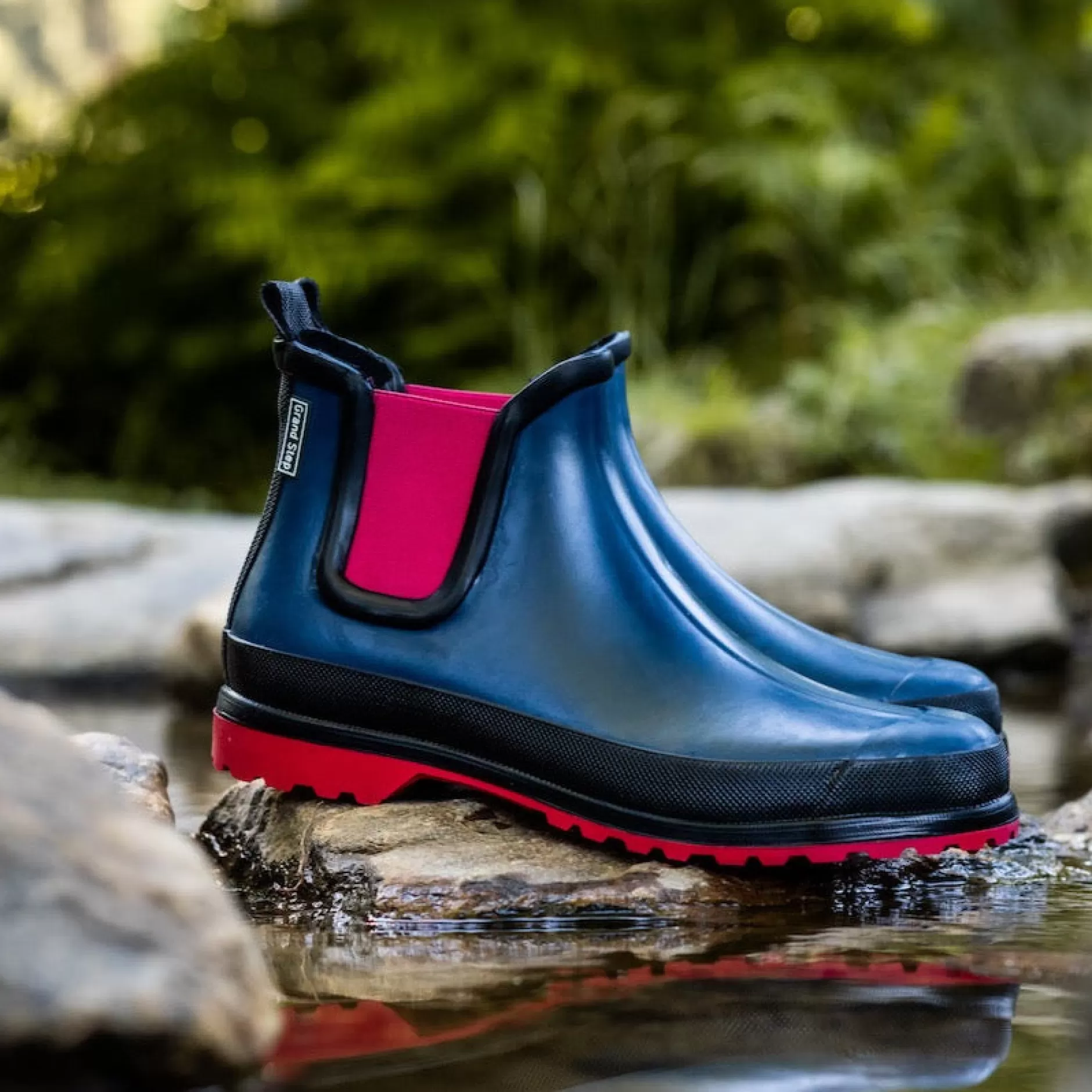 Rubber Boots*Grand Step Victoria Multi Blau-Pink Rubber Boot